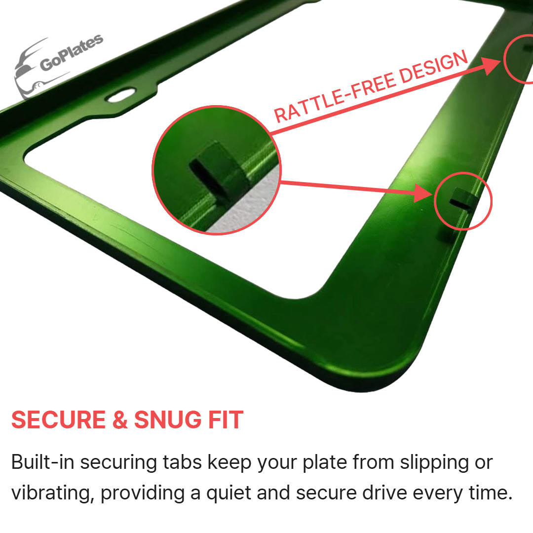 Custom Green License Plate Frame – Single